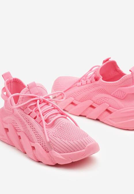 Różowe Sneakersy na Tłoczonej Platformie Tatilora