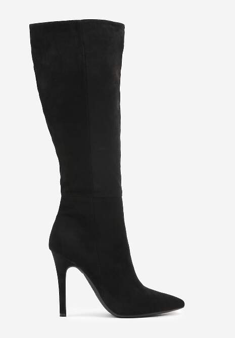 Czarne Kozaki na Szpilce do Kolan z Przylegającą Cholewką Gilvessa