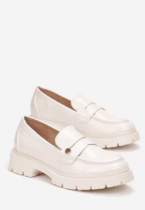 Beżowe Mokasyny z Przeszyciami Imadur