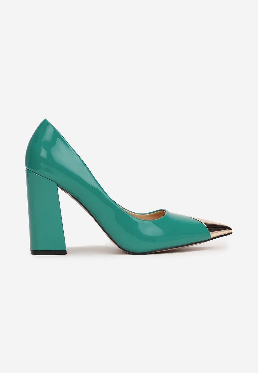 Zielone Czółenka na Słupku ze Szpiczastym Noskiem Dangi