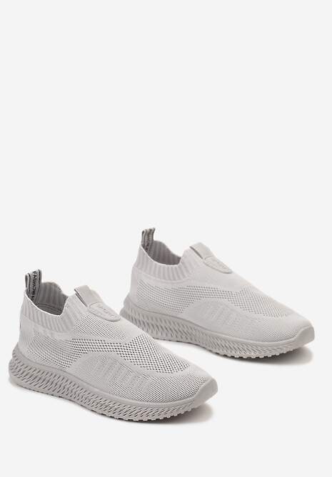 Szare Buty Sportowe ze Skarpetkową Cholewką Pinke
