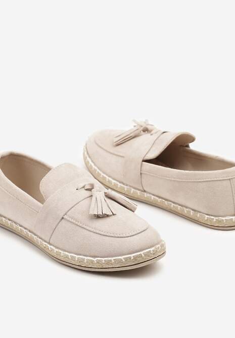 Beżowe Espadryle Ozdobione Frędzlami na Nosku Wanelis