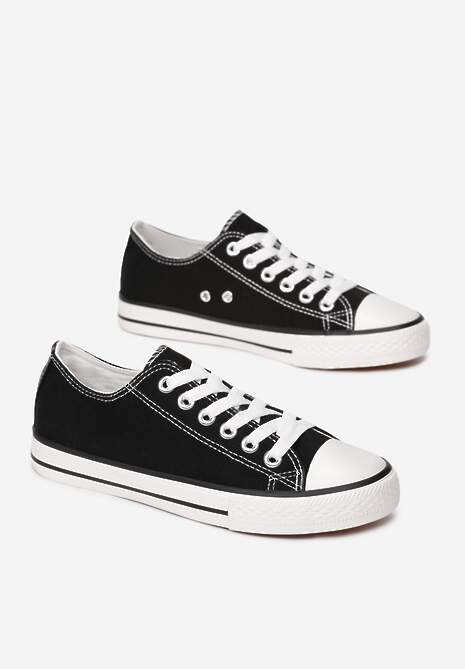 Czarno-Białe Trampki w Klasycznym Stylu z Niską Cholewką Doriabel
