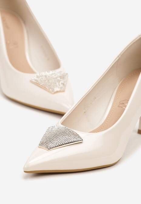Beżowe Szpilki Vices Zdobione Aplikacją z Cyrkoniami Niravine