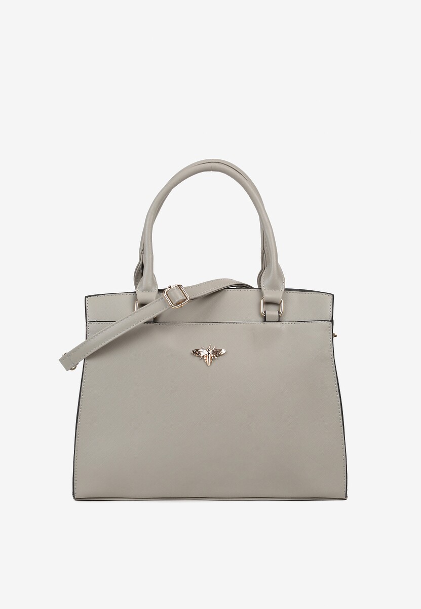 Ciemnobeżowa Torebka Trapezowa z Aplikacją w Kształcie Owada Moonbelle