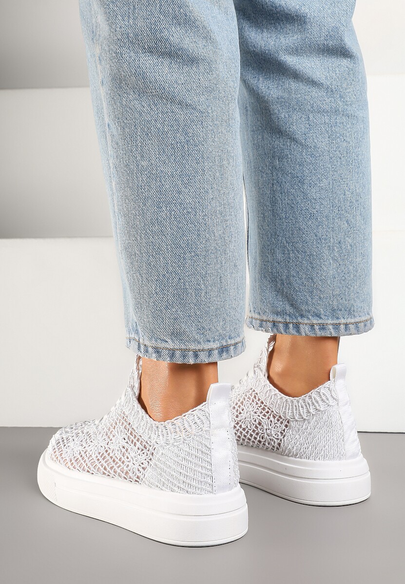 Białe Siateczkowe Sneakersy Typu Tenisówki Sunalie