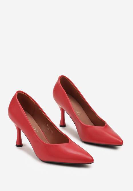 Czerwone Szpilki Vices na Klepsydrowym Obcasie ze Skórzaną Wkładką Muzite