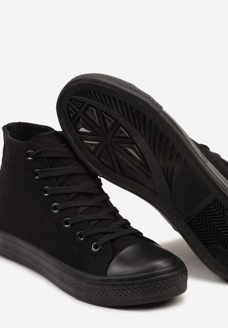 Czarne Trampki z Wysoką Cholewką i Sznurowaniami Harila