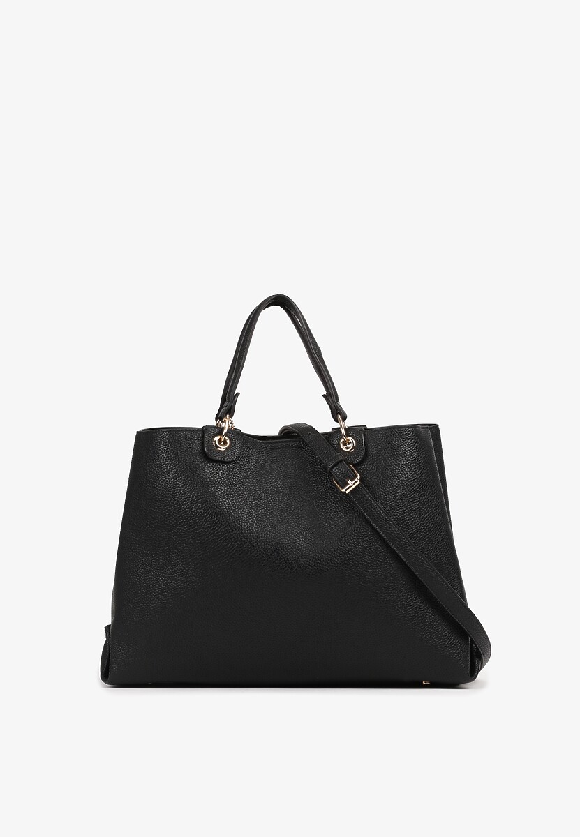 Czarna Torebka z Regulowanym Paskiem i Metaliczną Ozdobą Isarina