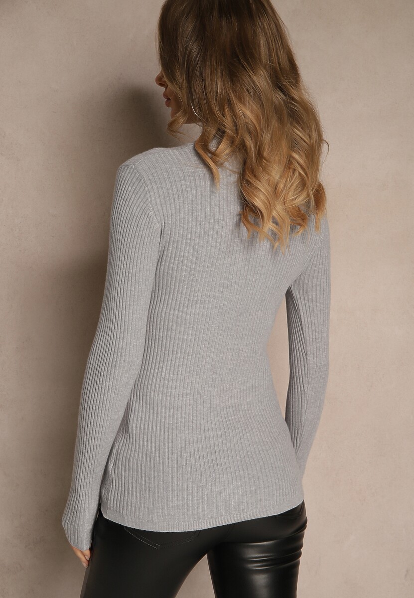 Szary Golf z Tłoczonym Wzorem Ralinnea