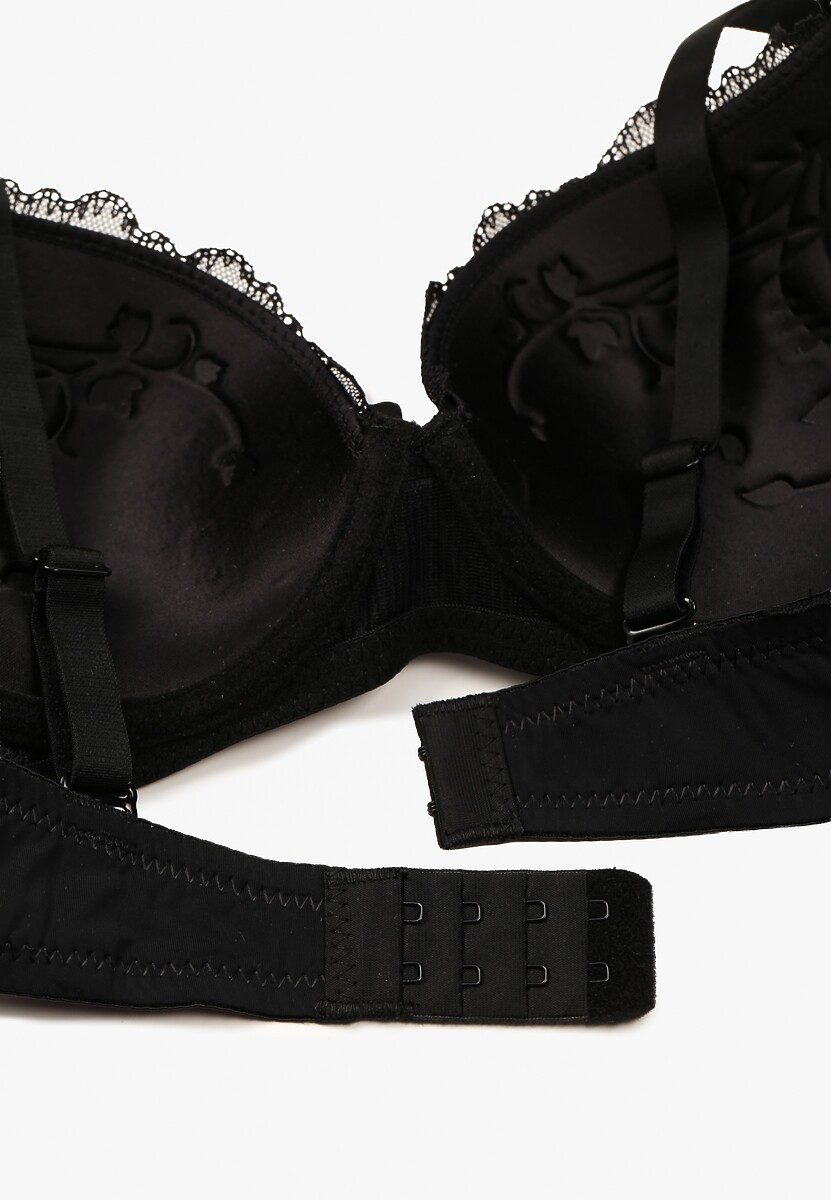 Czarny Biustonosz z Koronką i Kokardką Amirio