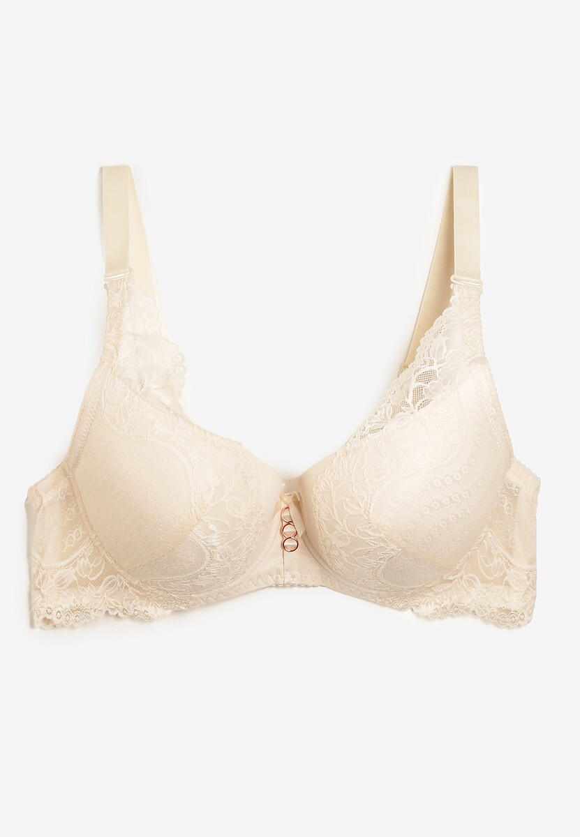 Jasnobeżowy Usztywniany Biustonosz Full Cap z Regulowanymi Ramiączkami Dimrahi