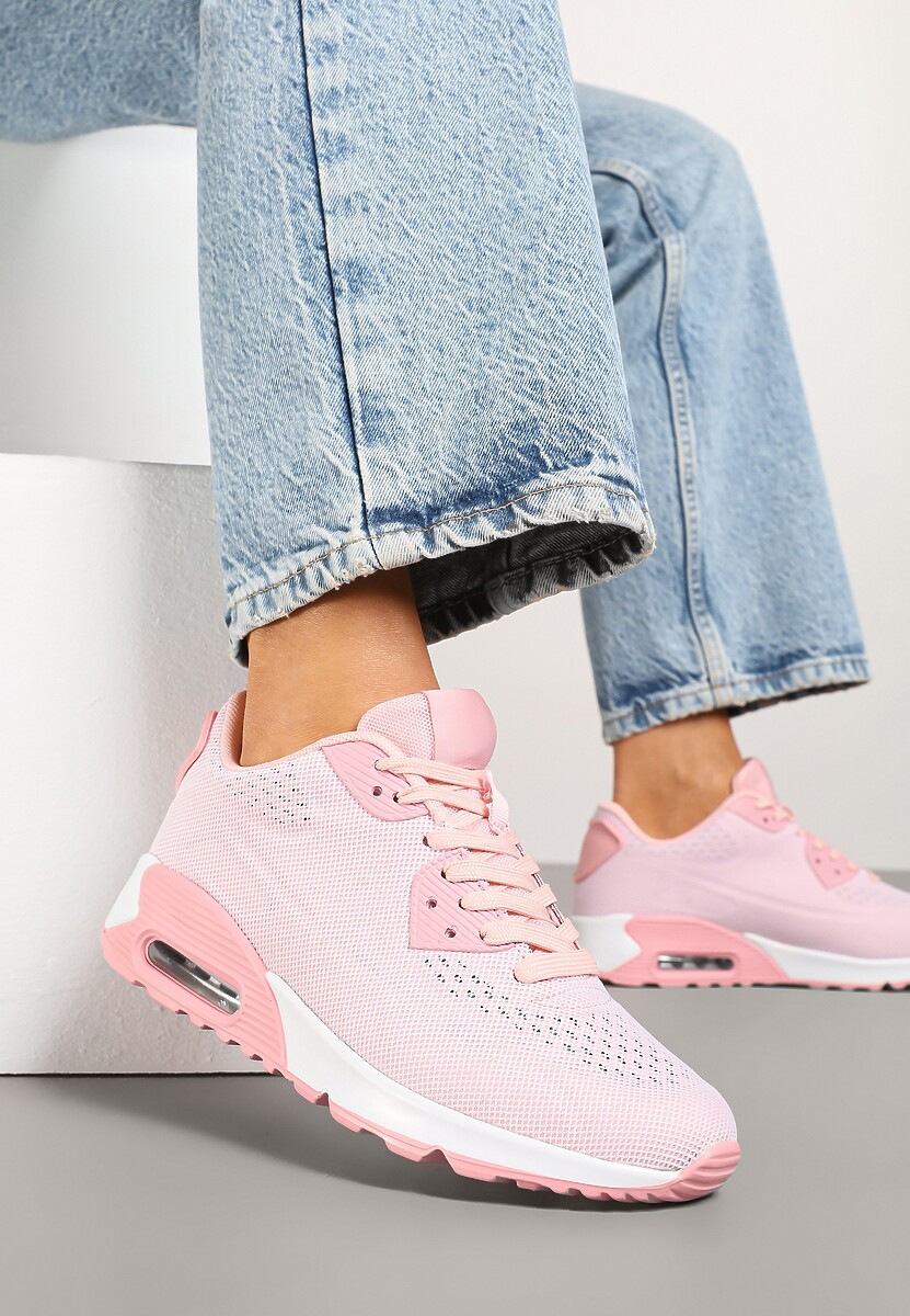 Różowe Buty Sportowe Sneakersy Ozdobione Przezroczystą Wstawką Zalitea