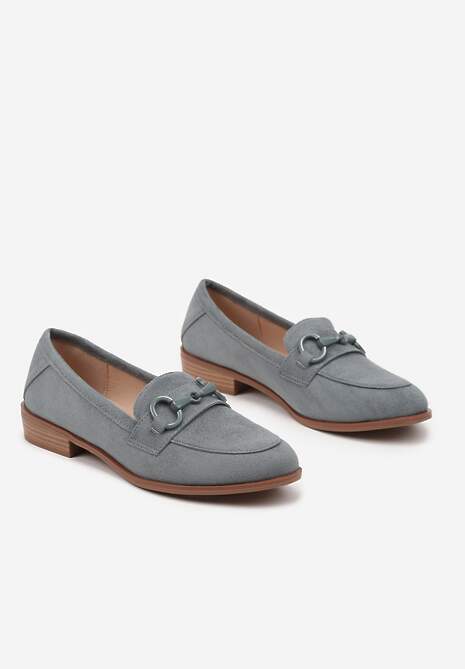 Zielone Mokasyny Vices z Wkładką ze Skóry Naturalnej Zdobione Łańcuszkiem Delariona