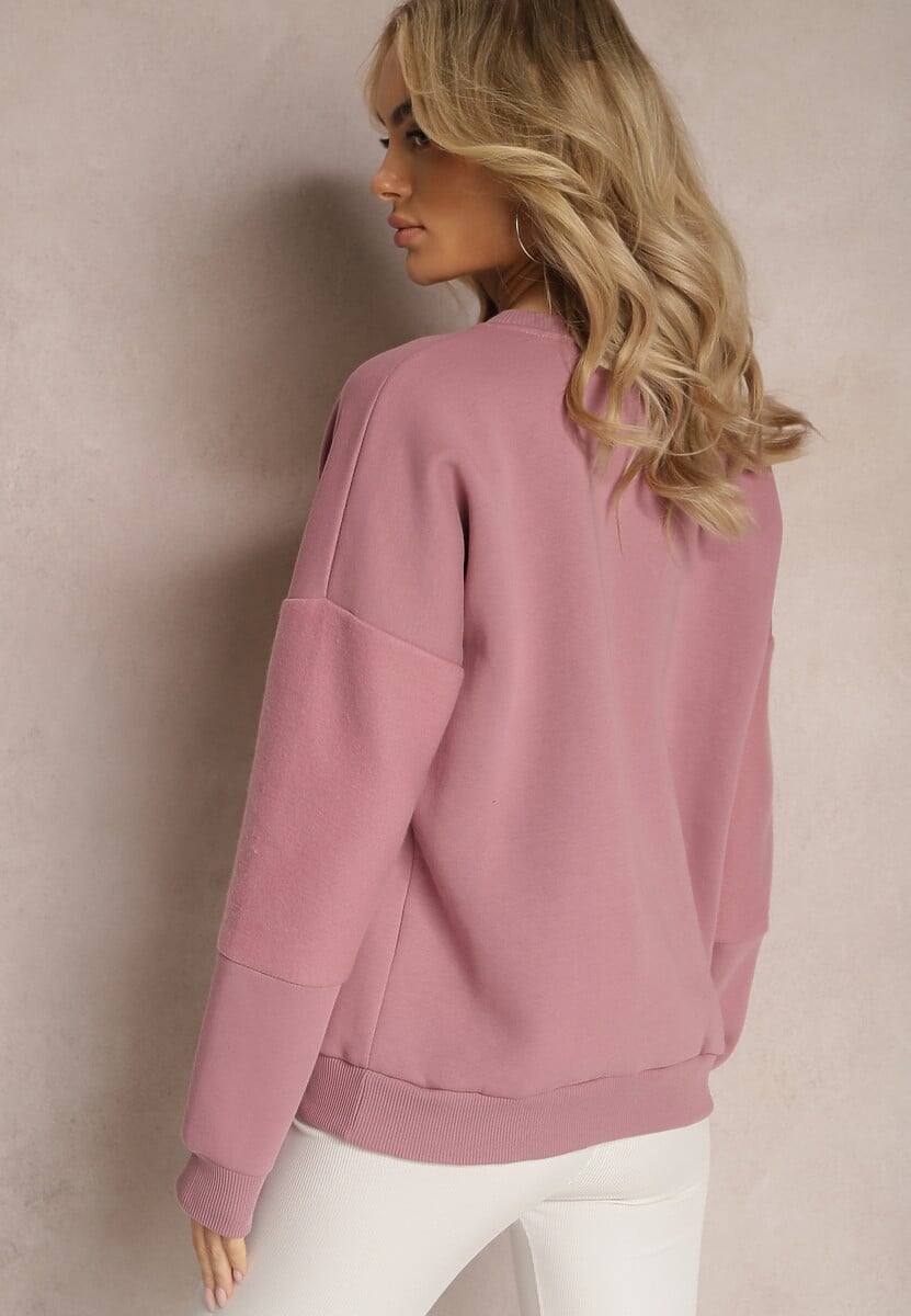 Ciemnoróżowa Bawełniana Bluza z Łańcuszkiem Eleutia