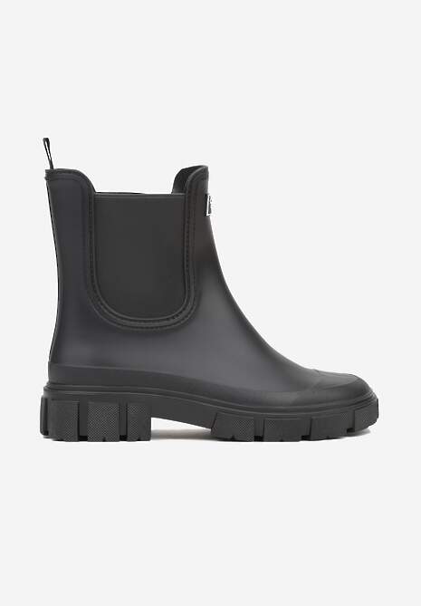 Czarne Kalosze z Elastycznymi Panelami i Detalem z Napisem Delaena