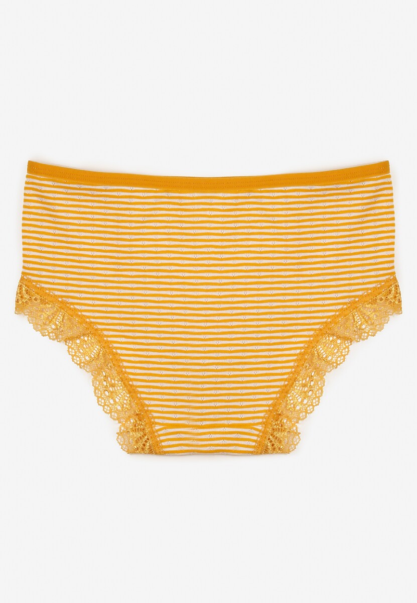 Żółte Koronkowe Majtki Figi z Bawełny Kathrin