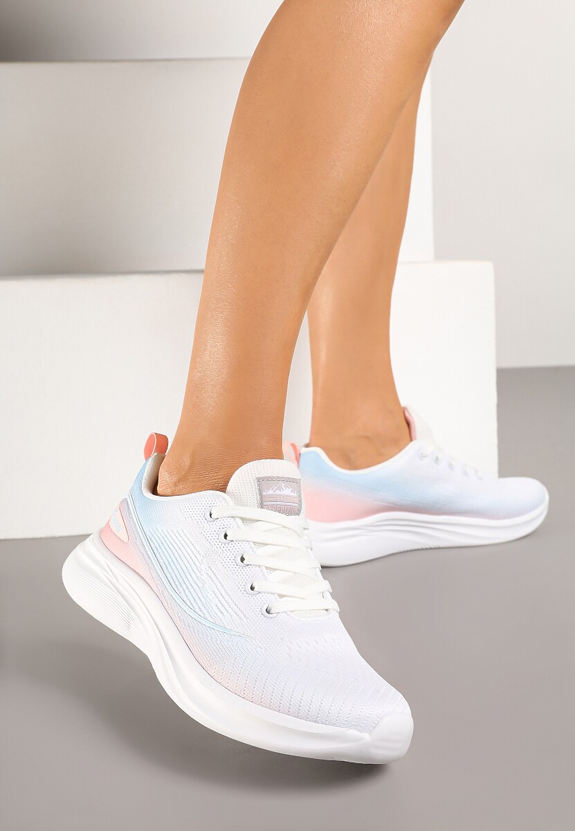 Biało-Niebieskie Buty Sportowe Sneakersy Siateczkowe na Podeszwie z Pianki Rellica