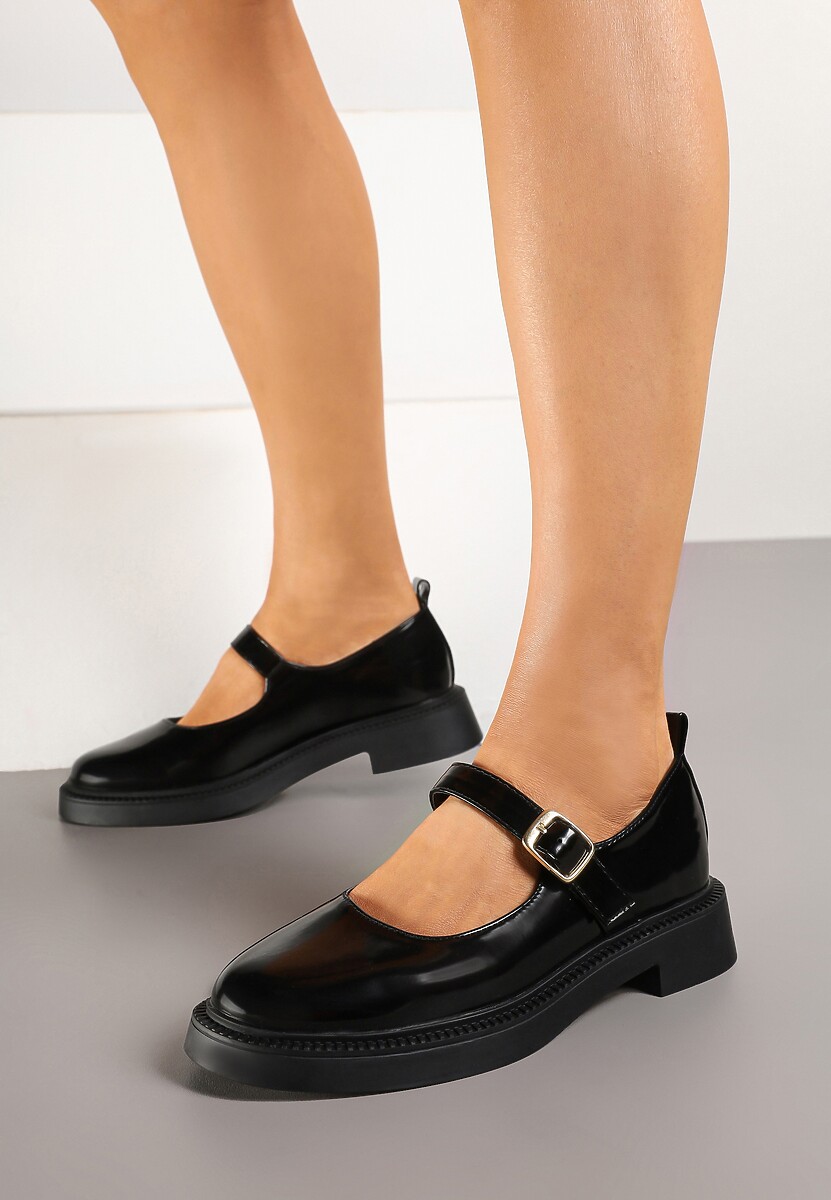 Czarne Półbuty z Klamrą i Paskiem Rivaira