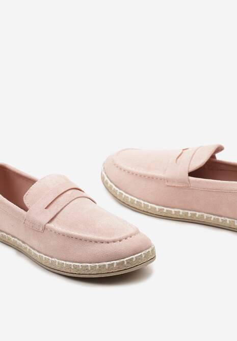 Różowe Mokasyny na Plecionej Podeszwie z Imitacji Zamszu Viadara