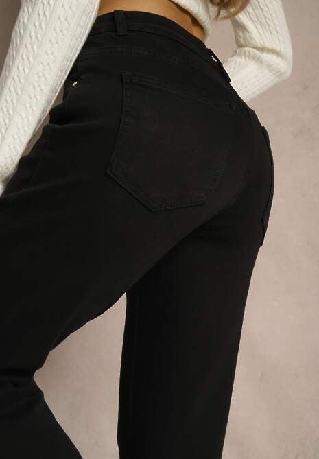 Czarne Jeansy Mom Fit High Waist Kasena