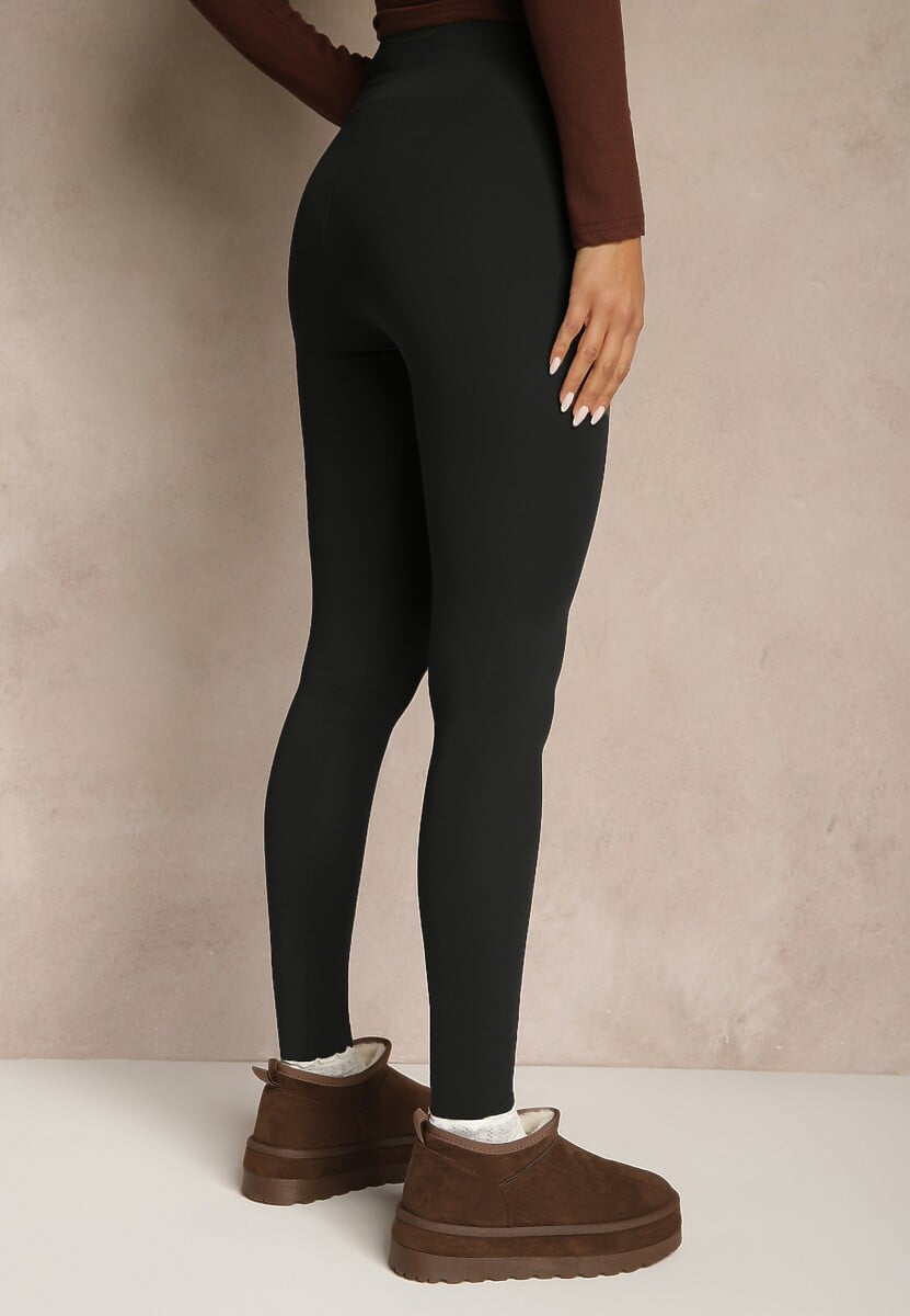 Czarne Legginsy Casual Regualr Waist Ralinsa