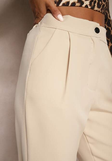 Beżowe Spodnie Cygaretki Zalko