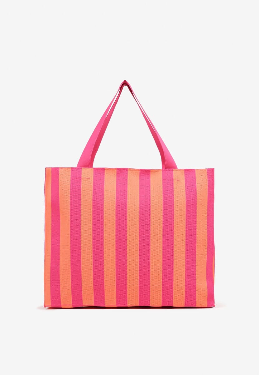 Pomarańczowa Torebka w Typie Shopper w Pasy Saliviella