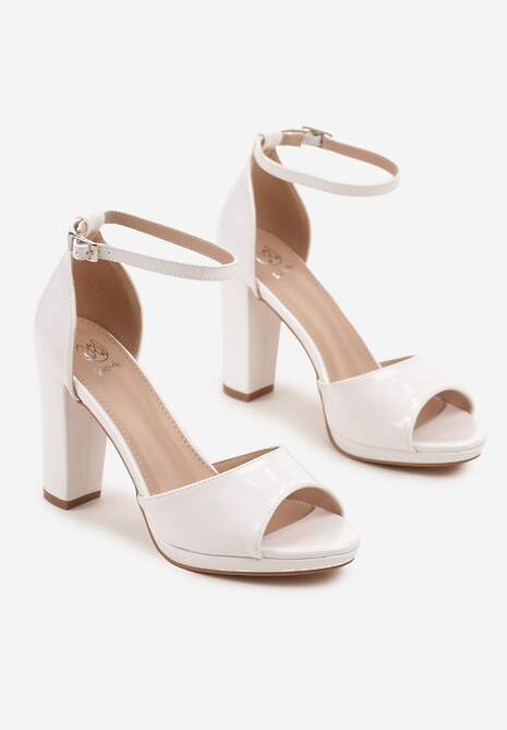 Białe Lakierowane Sandały na Słupku Rederise