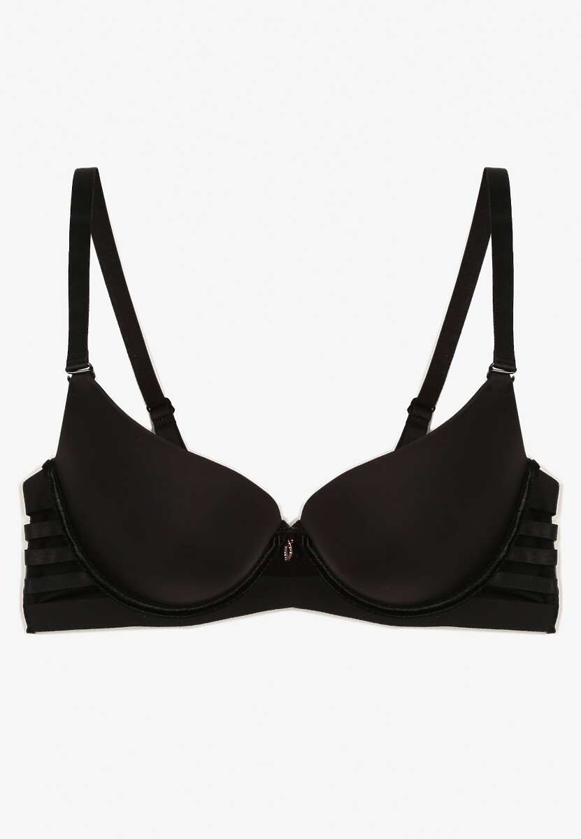 Czarny Biustonosz Ozdobiony Wycięciami z Efektem Push-Up Violetsun