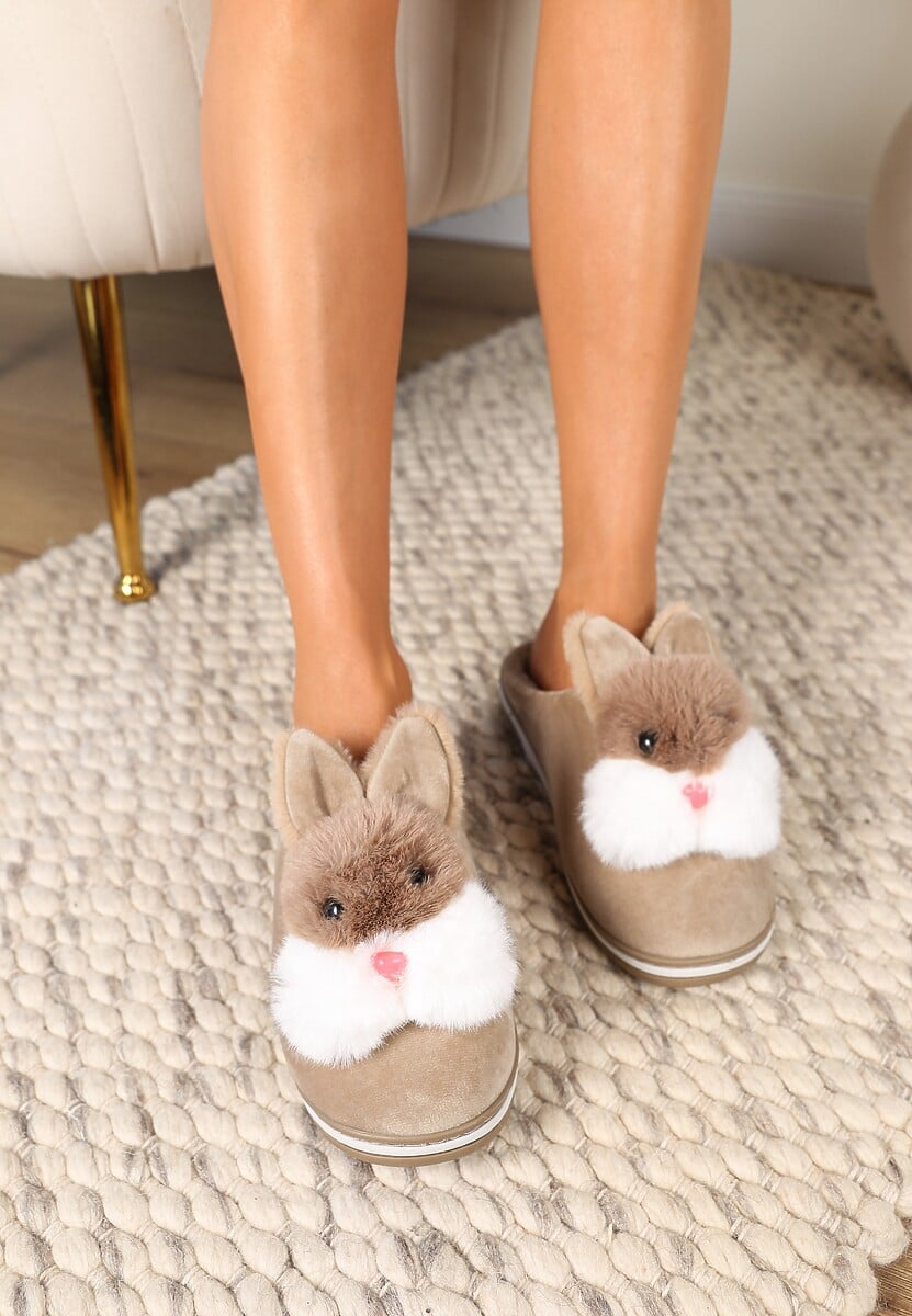 Ciemnobeżowe Kapcie Chloraleia