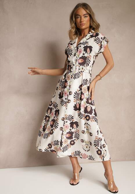 Czarna Koszulowa Sukienka z Wiskozą z Dodatkowym Paskiem Nitapinia