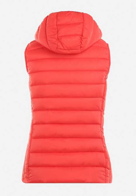 Czerwona Kamizelka Pikowana z Kapturem Dominica