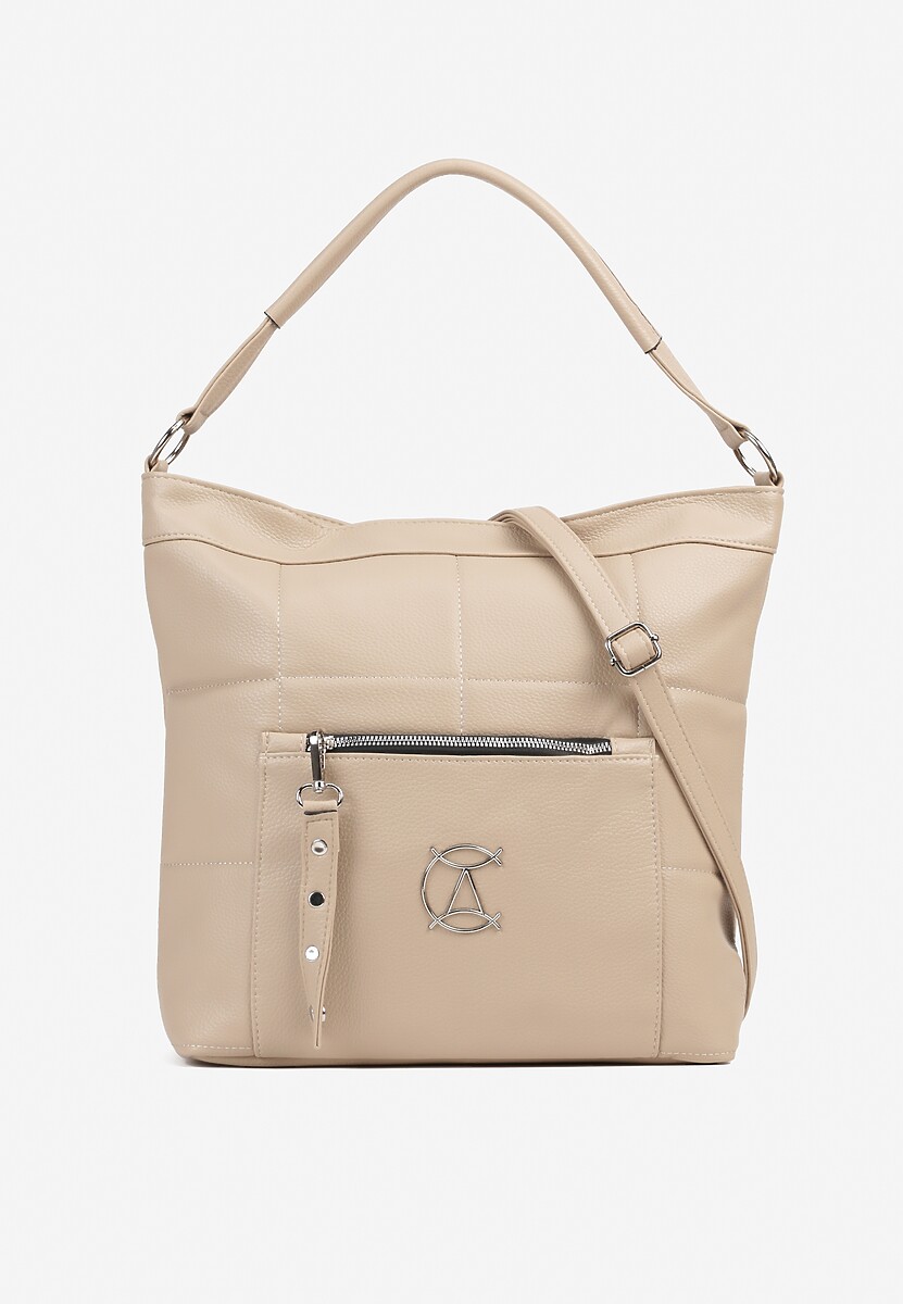 Niebieska Pikowana Torebka w Stylu Shopperki z Metaliczną Ozdobą Lanovara