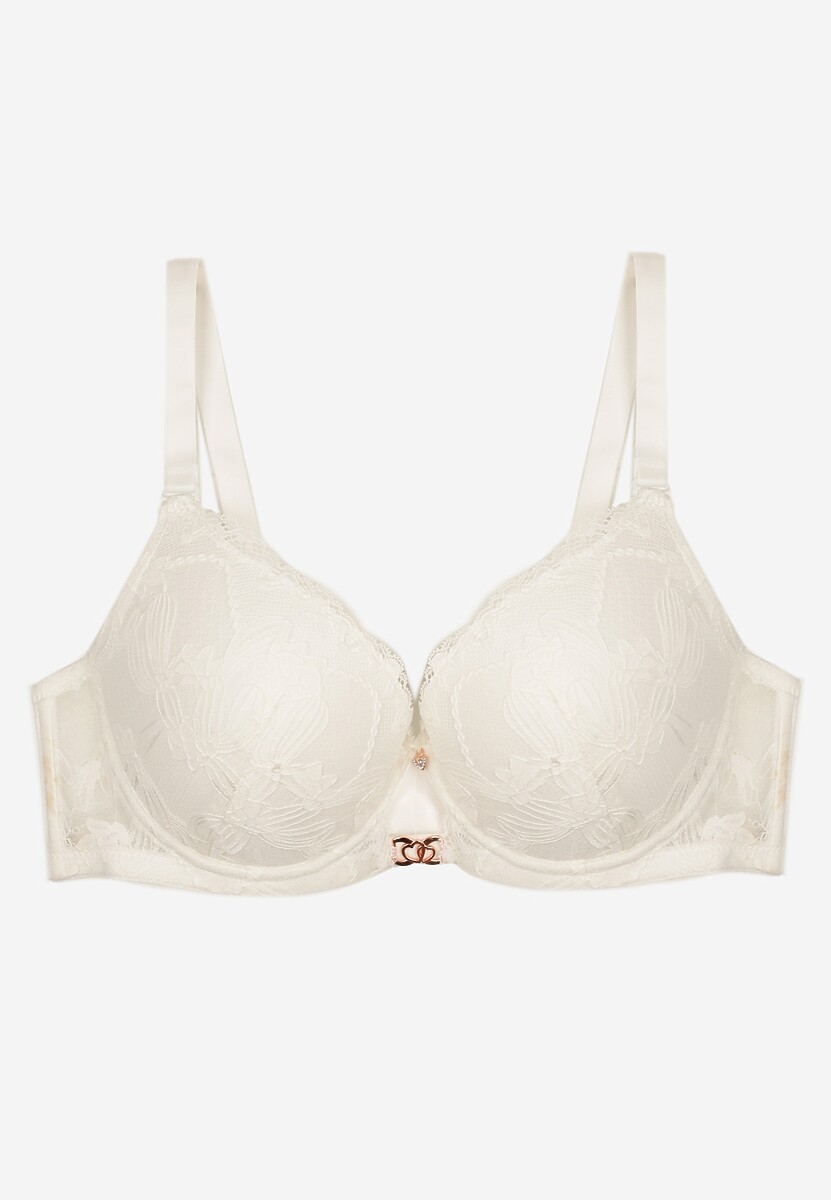 Jasnobeżowy Koronkowy Biustonosz z Metaliczną Aplikacją Dorzedi