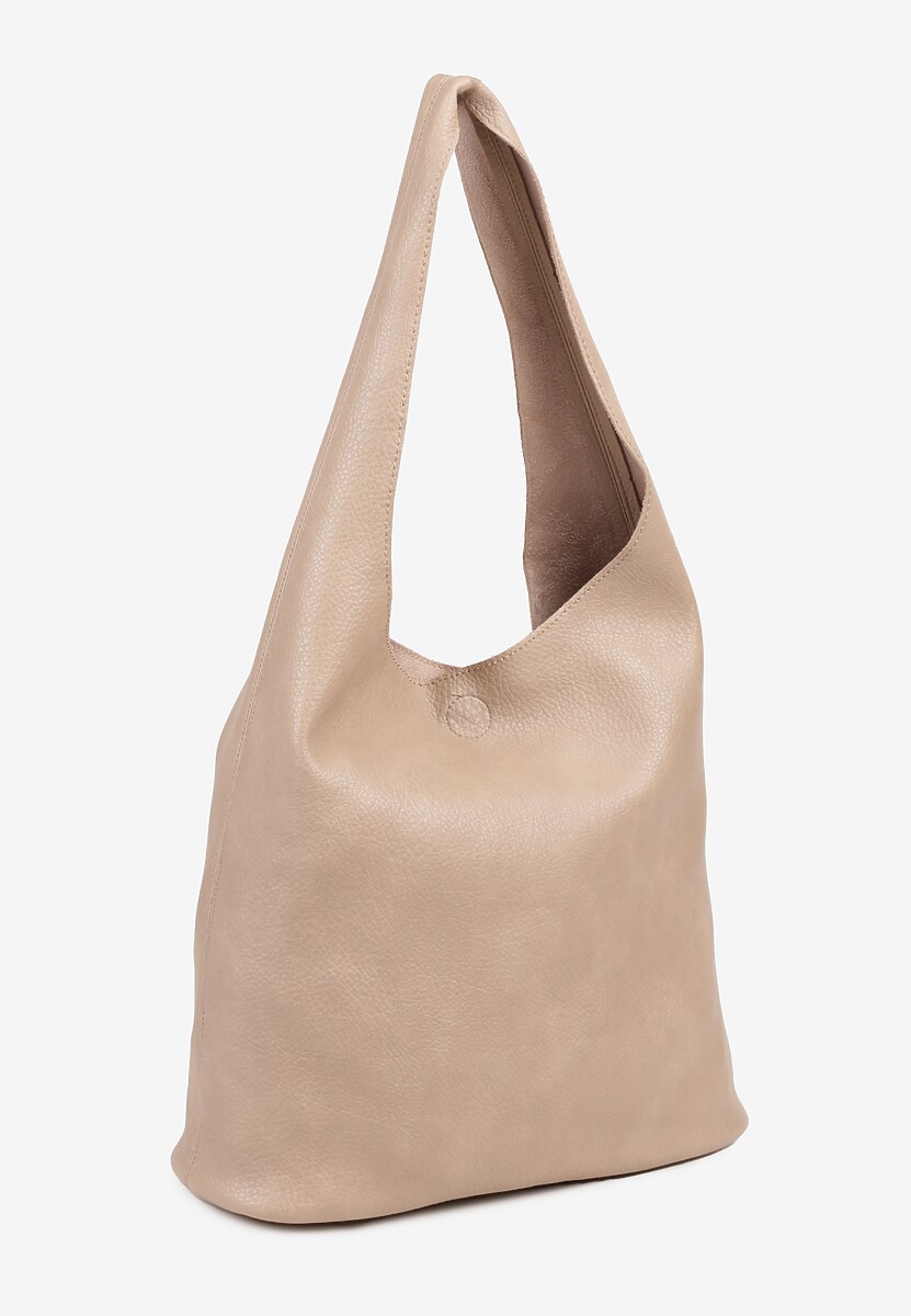 Ciemnobeżowa Torebka z Saszetką i Metaliczną Ozdobą Tenarae