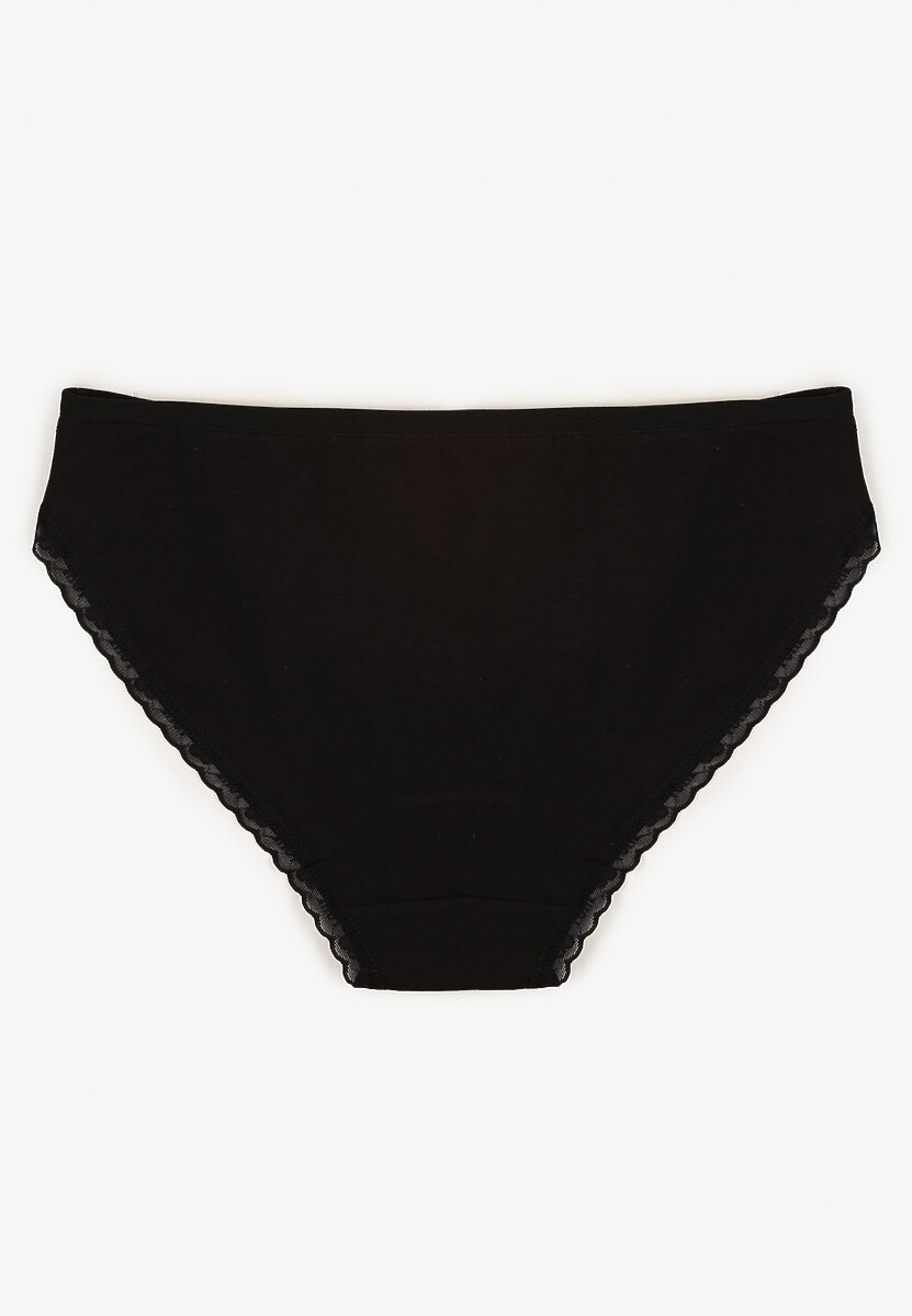 Czarne Majtki Figi z Bawełny Ozdobione Kokardą i Koronką Zeterie