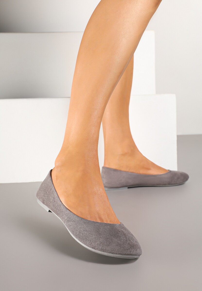 Szare Balerinki z Błyszczącą Cholewką Delioneta