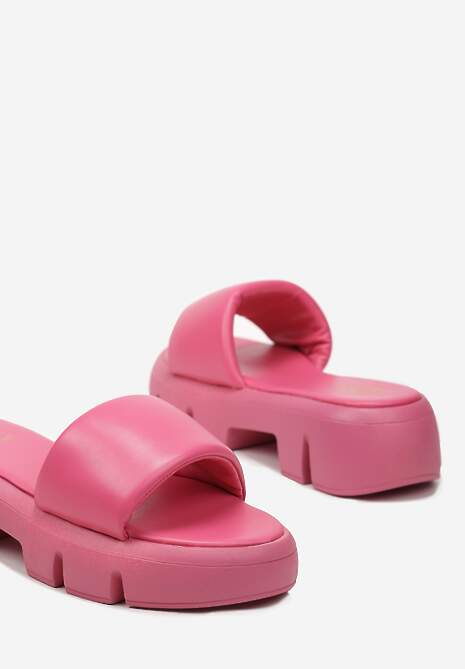 Fuksjowe Klapki Chunky z Grubą Podeszwą i Jednolitym Szerokim Paskiem Nachinna