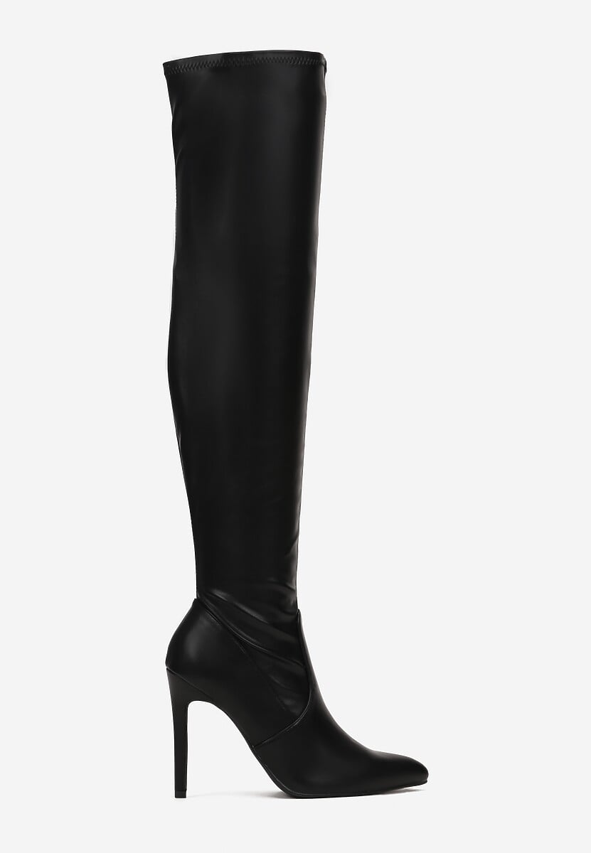 Czarne Kozaki za Kolano na Wysokiej Szpilce Mevanti