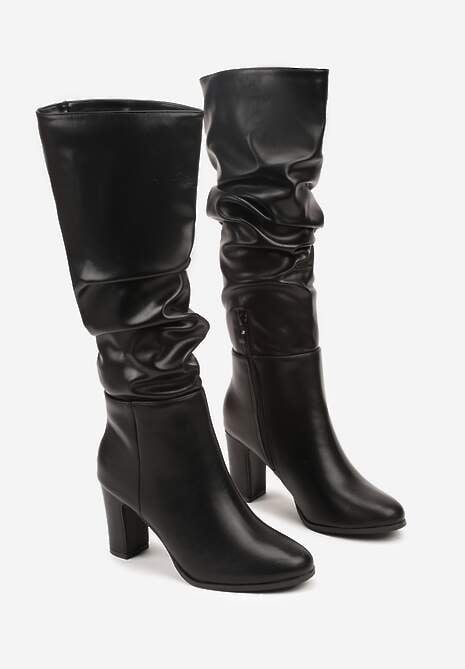 Czarne Kozaki Typu Slouchy na Słupku Dedvira