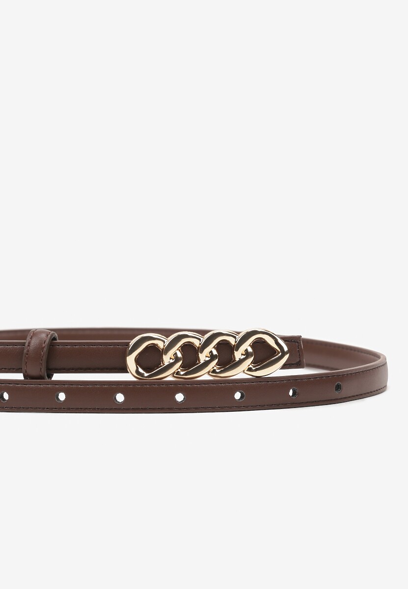 Brązowy  Pasek z Klamrą Imitującą Łańcuch Uridia