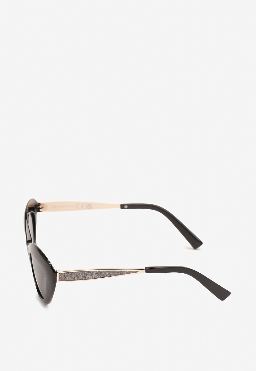 Czarno-Srebrne Okulary Przeciwsłoneczne o Kocim Kształcie z Filtrem UV Nirivna