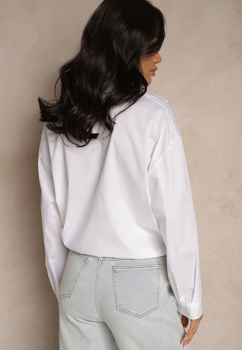 Biała Koszula z Bawełny z Wiązaniem Calmio