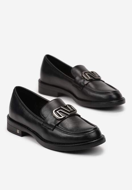 Czarne Mokasyny z Klamerką i Wkładką ze Skóry Naturalnej Zephysa
