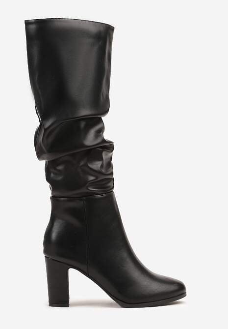 Czarne Kozaki Typu Slouchy na Słupku Dedvira