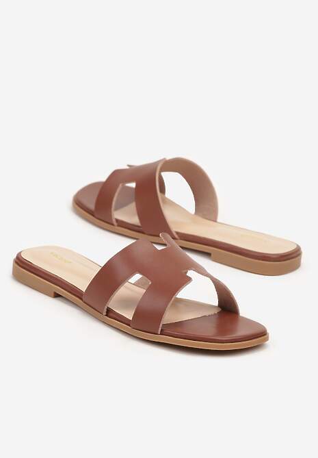 Ciemnobrązowe Klapki Vices Ozdobione Wycięciami Arnellta