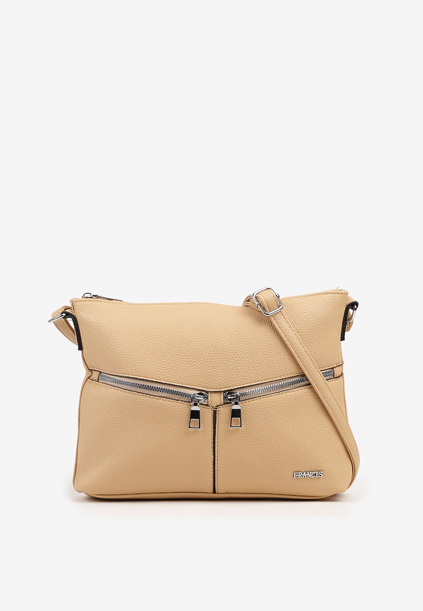 Beżowa Torebka z Suwakami na Regulowanym Pasku Malovia
