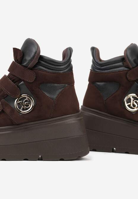 Brązowe Botki Sneakersy Vices na Platformie w Stylu Y2K Gelira