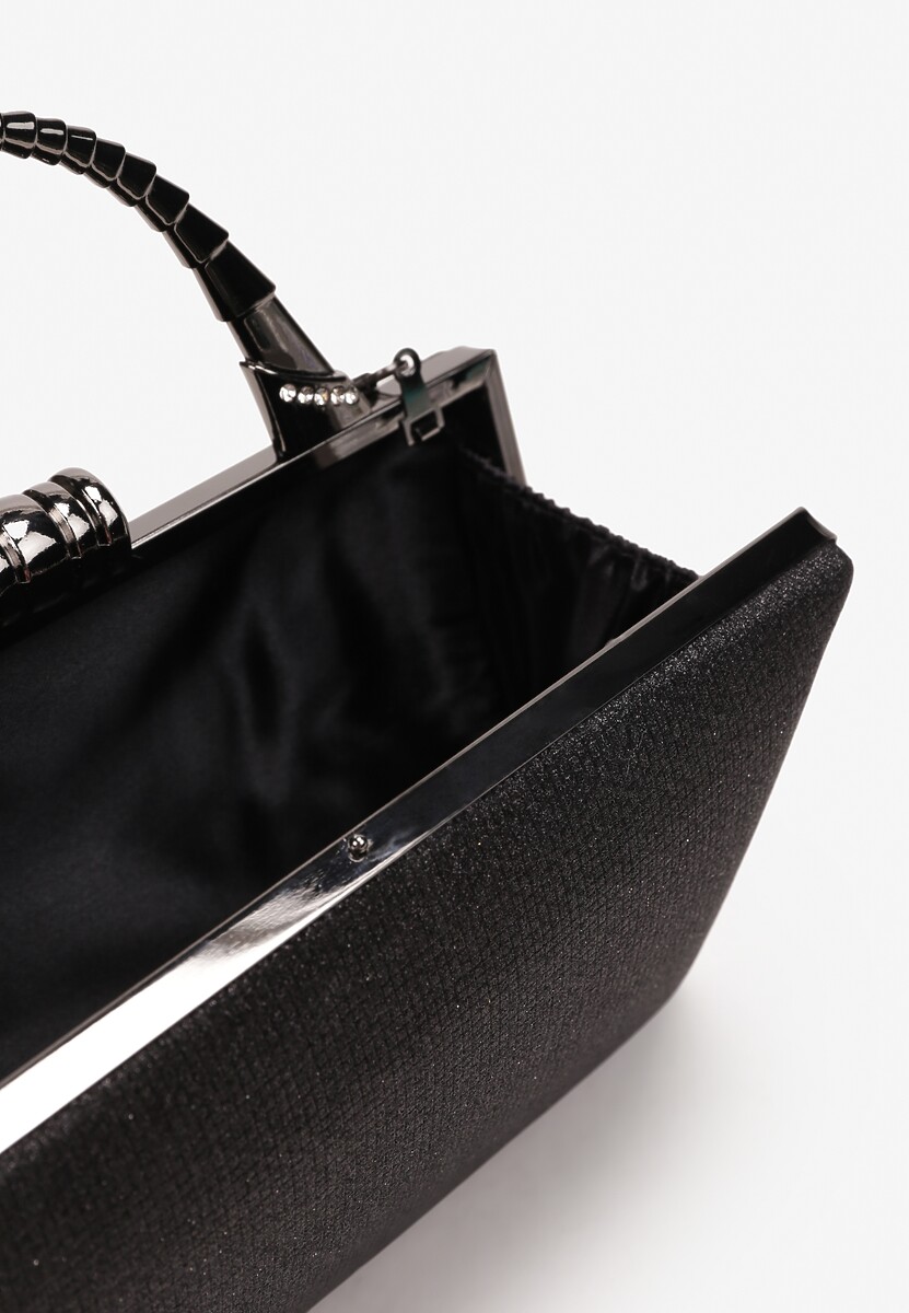 Czarna Brokatowa Torebka Kopertówka na Łańcuszku Braida